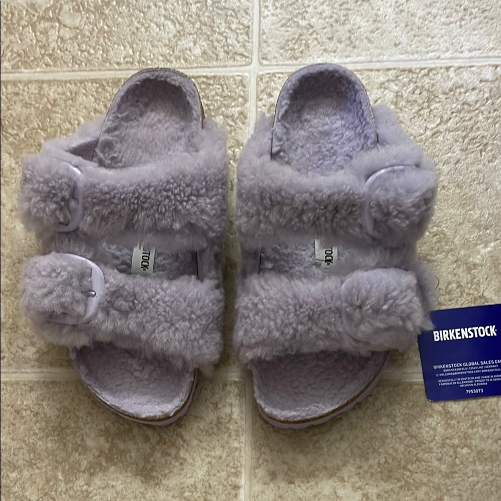 Birkenstock Fuzzy Purple Sandals